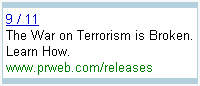 The "War on Terrorism" is broken AdWords Ad.