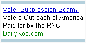 RNC Sponsored Voter Suppression Scam Google AdWords Ad.
