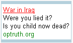 War in Iraq Google AdWords Ad.